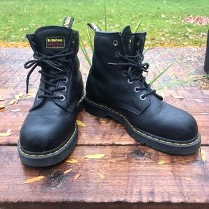 Doc Marten Black Steel Toe Boots, Men’s 10